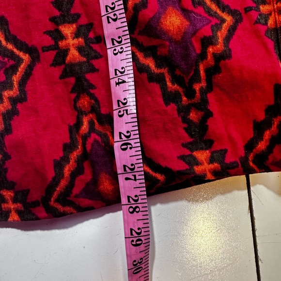 Kasper Red Southwestern Aztec Print Linen Rayon Blend Open Front Blazer Size 14 - Picture 14 of 14